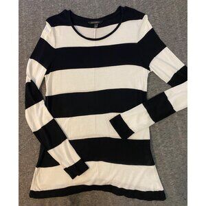 Banana Republic Womens Black & White Striped Long Sleeve Top Size Small Modal
